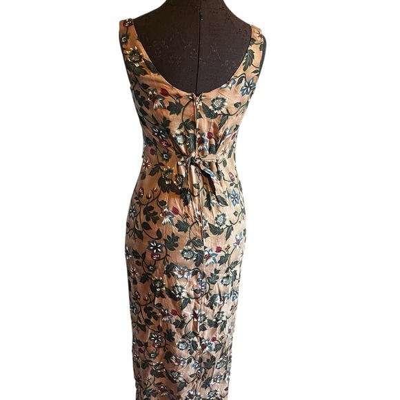 All That Jazz Hawaiian Floral Print Sheath Dress With Beaded Fringe Size 4 - Picture 2 of 12